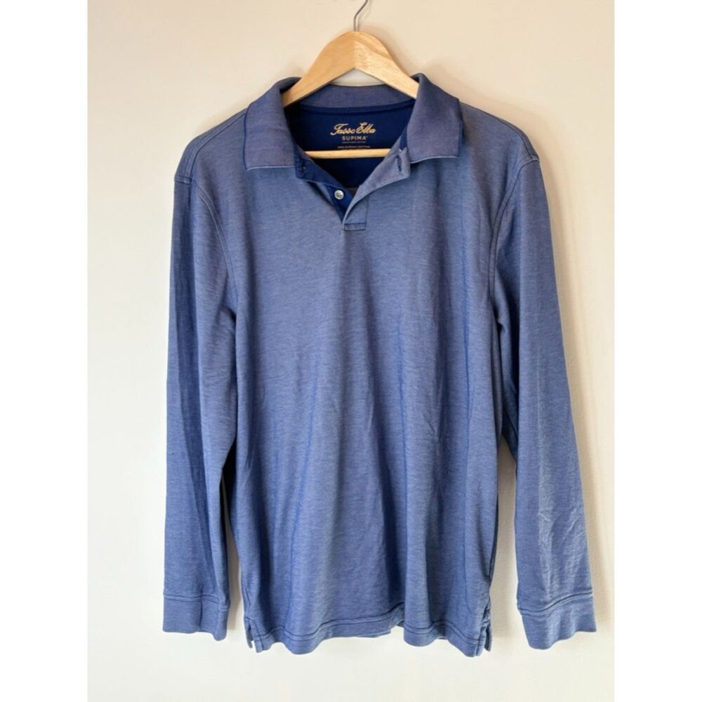 Tasso Elba Men's Supima Cotton Long Sleeves Polo Shirt Size Medium m44